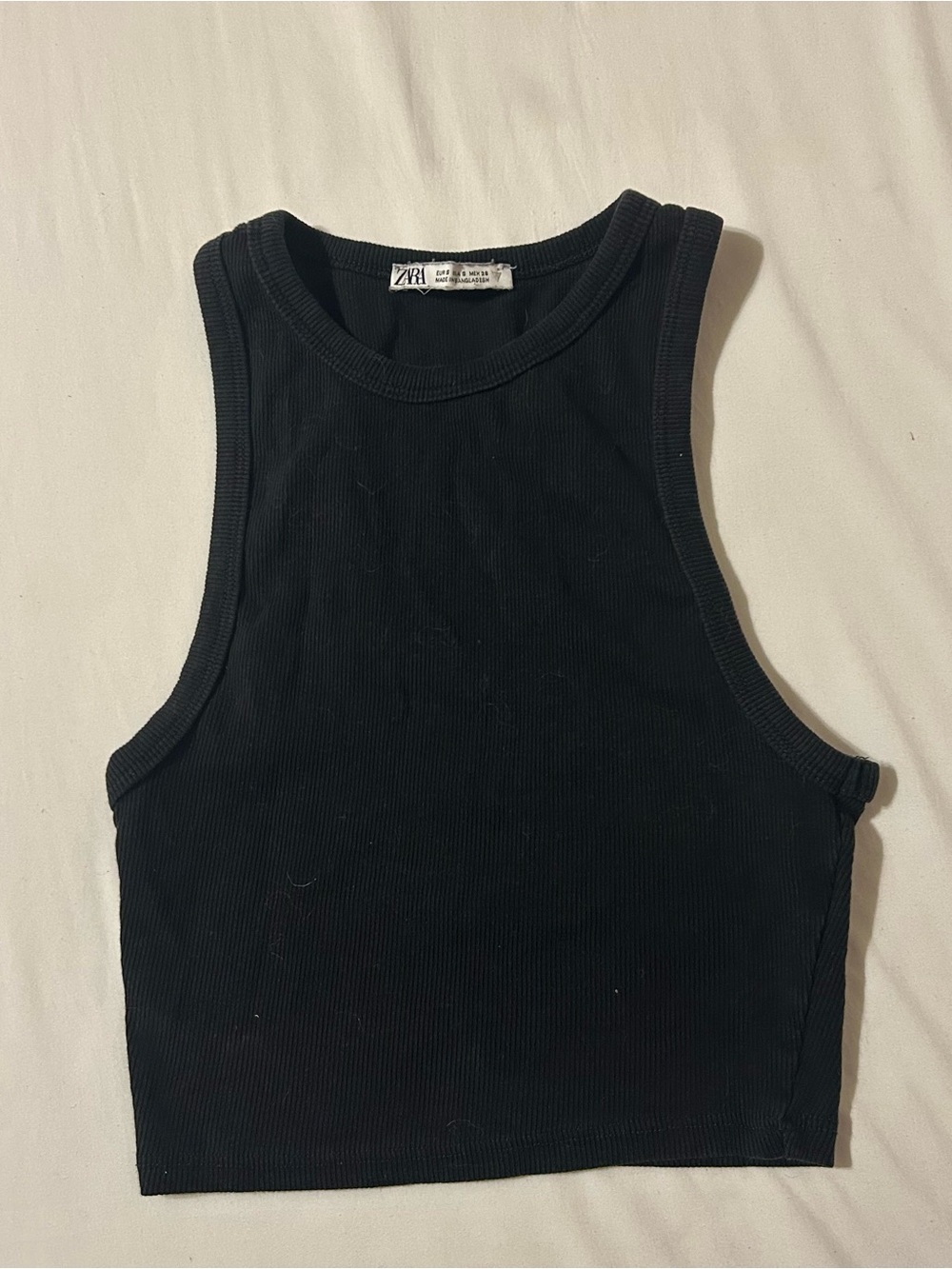 Zara Black Ribbed High-Neck Tank Top